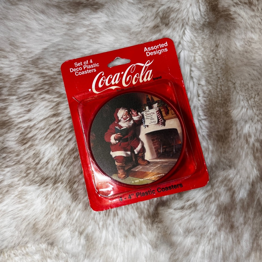 NWT Vintage Coca-Cola Santa 4” Coasters Set of 4